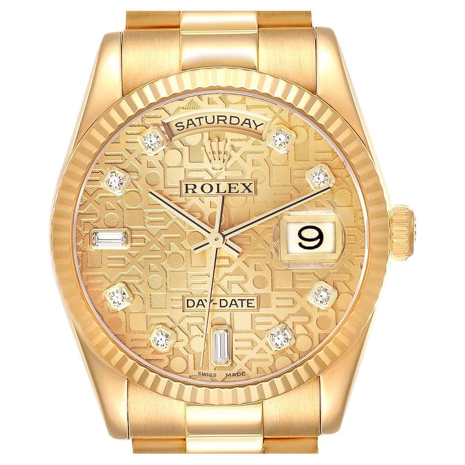 Rolex Day-Date President Yellow Gold Anniversary Diamond Dial Mens Watch 118238 For Sale