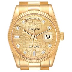 Rolex Day-Date President Yellow Gold Anniversary Diamond Dial Mens Watch 118238