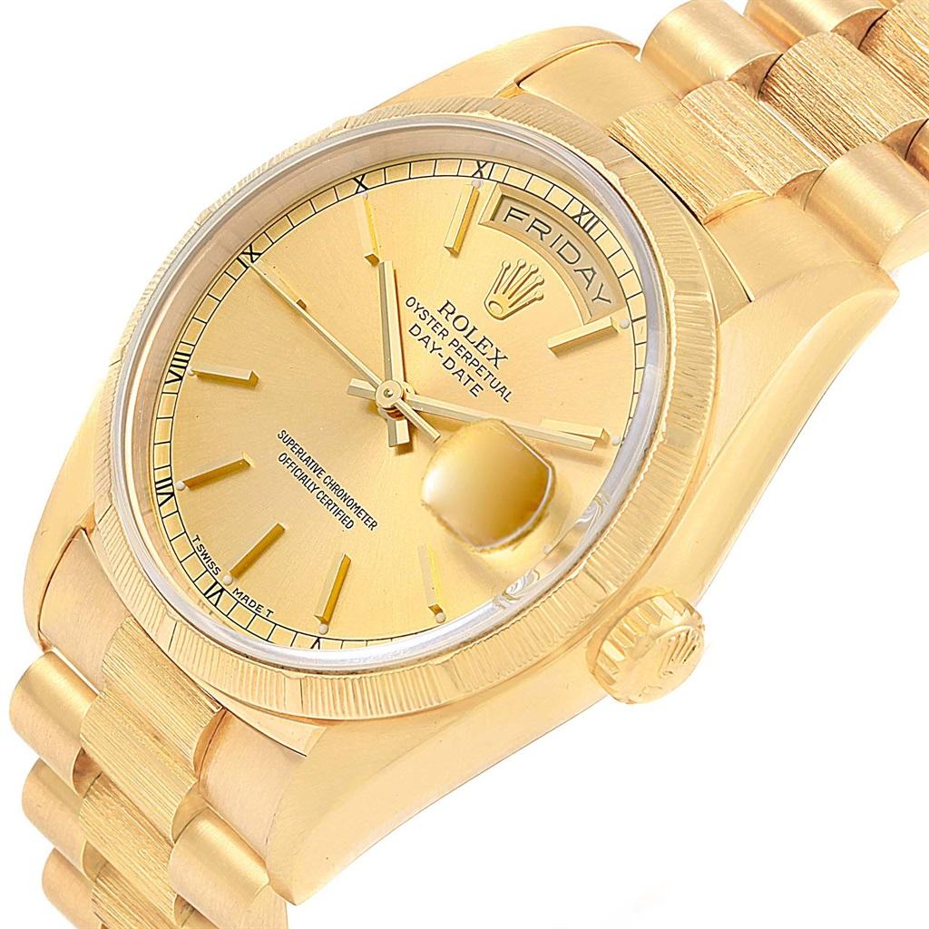 Rolex Day-Date President Yellow Gold Bark Finish Men's Watch 18248 For Sale 1