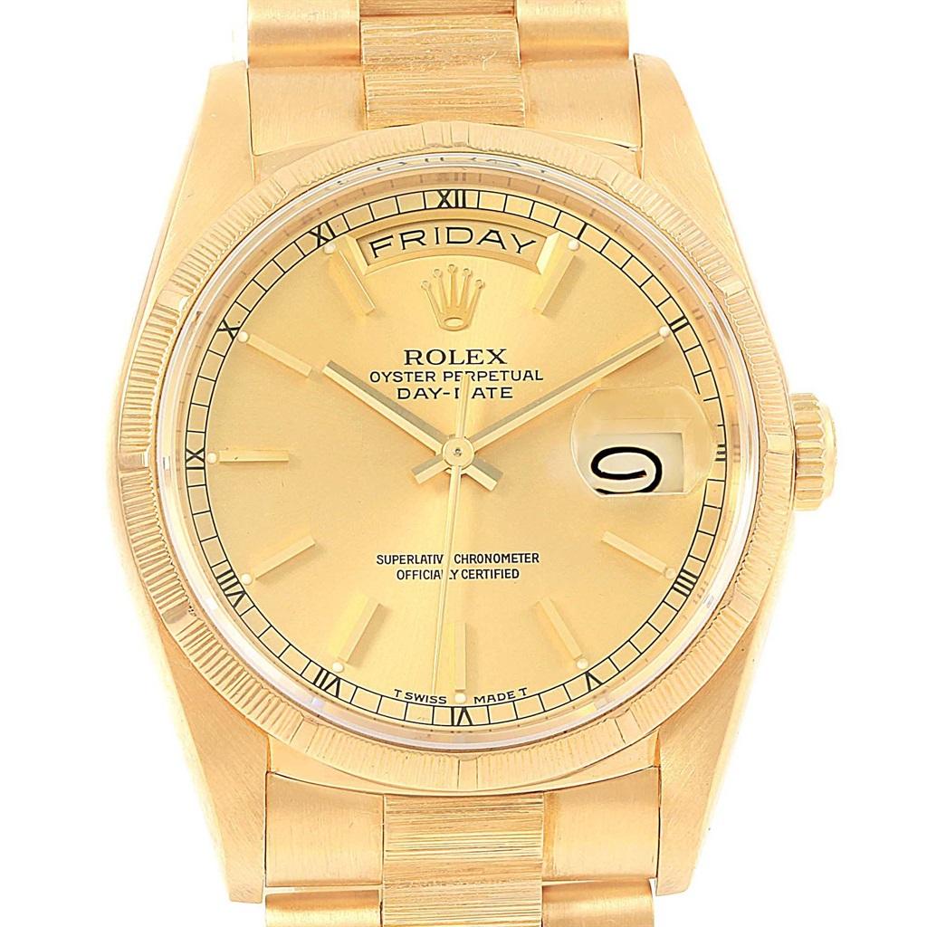 Rolex Day-Date President Yellow Gold Bark Finish Men's Watch 18248 For Sale 3