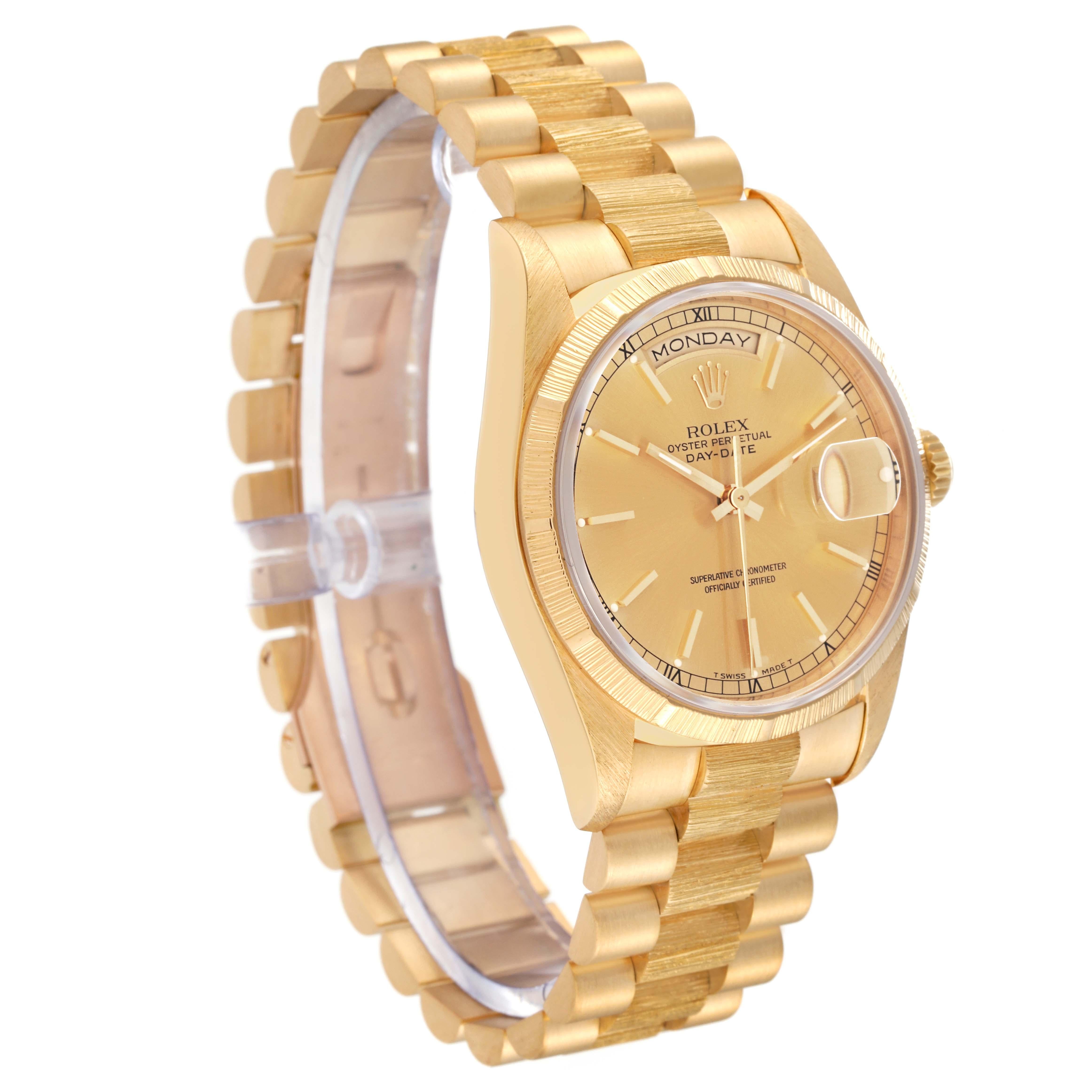 Rolex Day-Date President Yellow Gold Bark Finish Mens Watch 18248 2