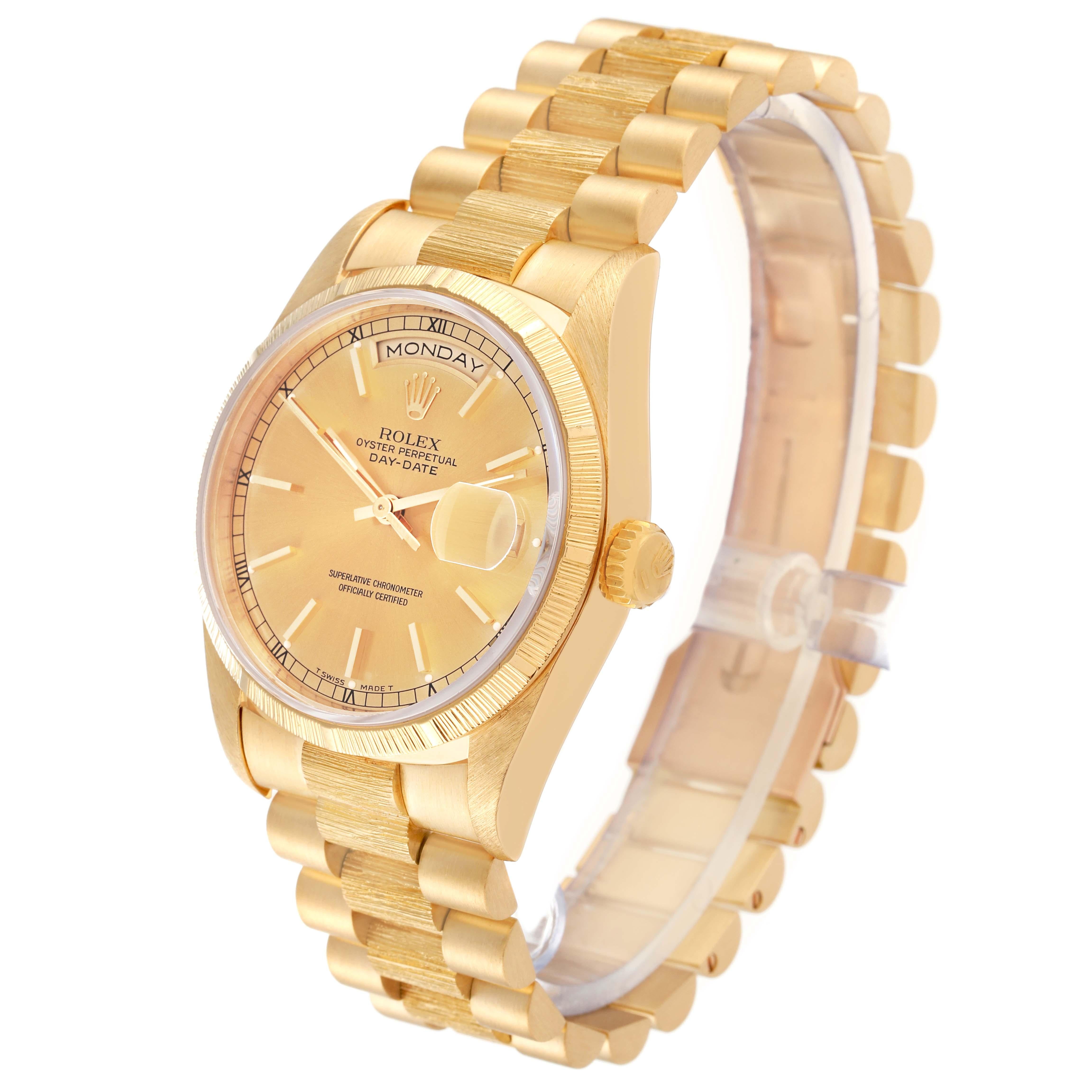 Rolex Day-Date President Yellow Gold Bark Finish Mens Watch 18248 3