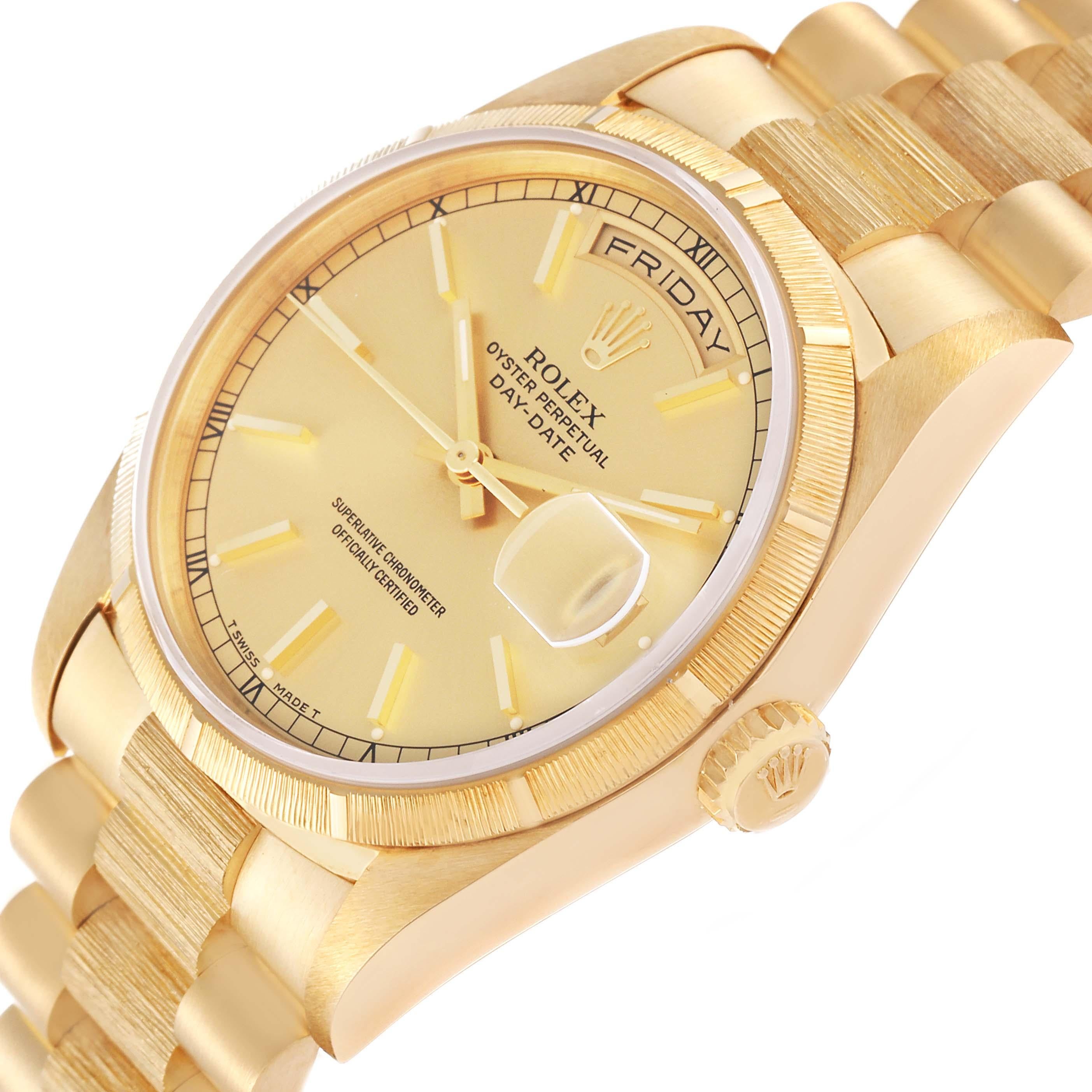 Rolex Day-Date President Yellow Gold Bark Finish Mens Watch 18248 For Sale 4