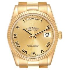 Rolex Day Date President Yellow Gold Champagne Dial Mens Watch 118238