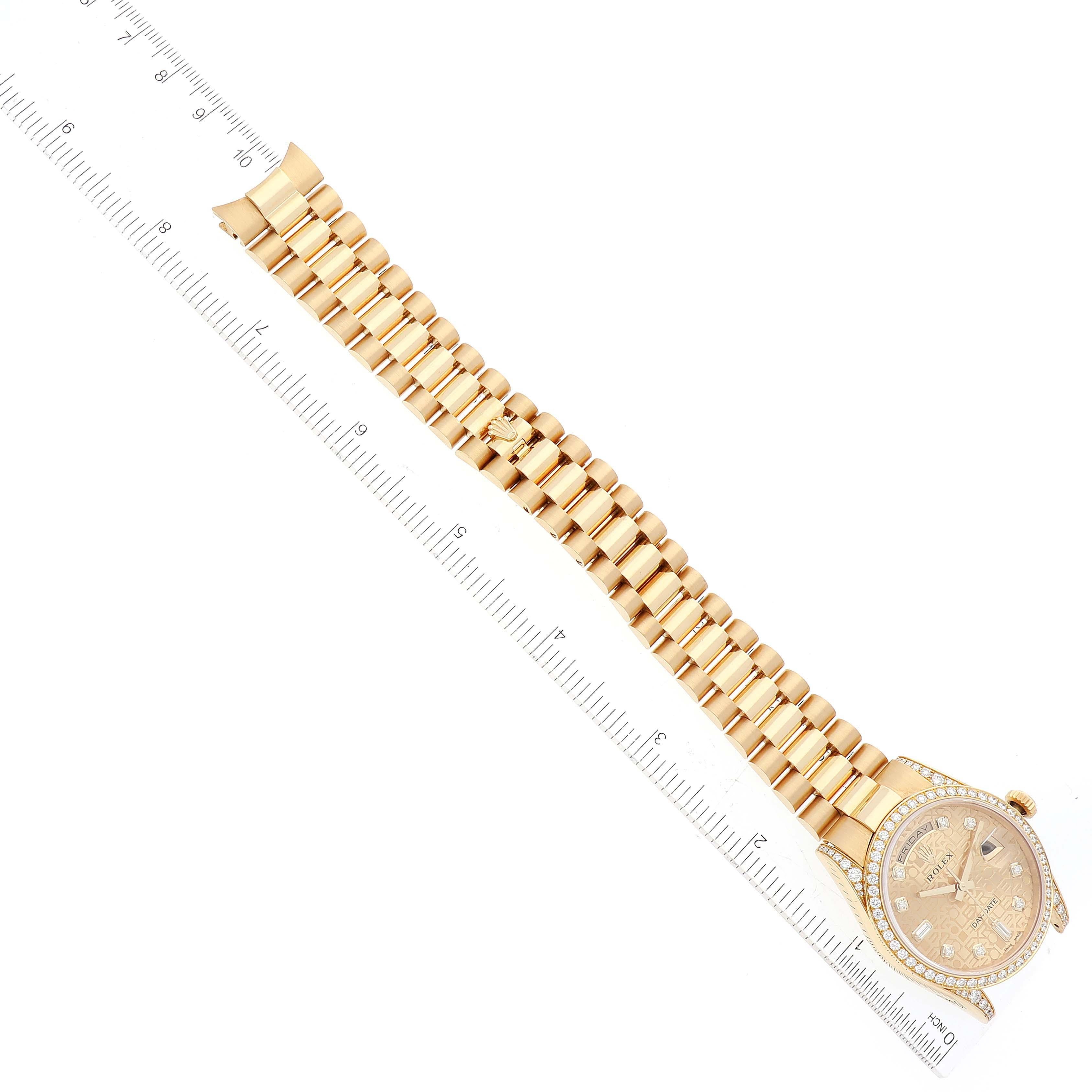 Rolex Day-Date President Yellow Gold Diamond Bezel Mens Watch 118388 Box Papers For Sale 3