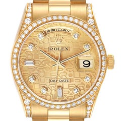 Rolex Day-Date President Yellow Gold Diamond Bezel Mens Watch 118388