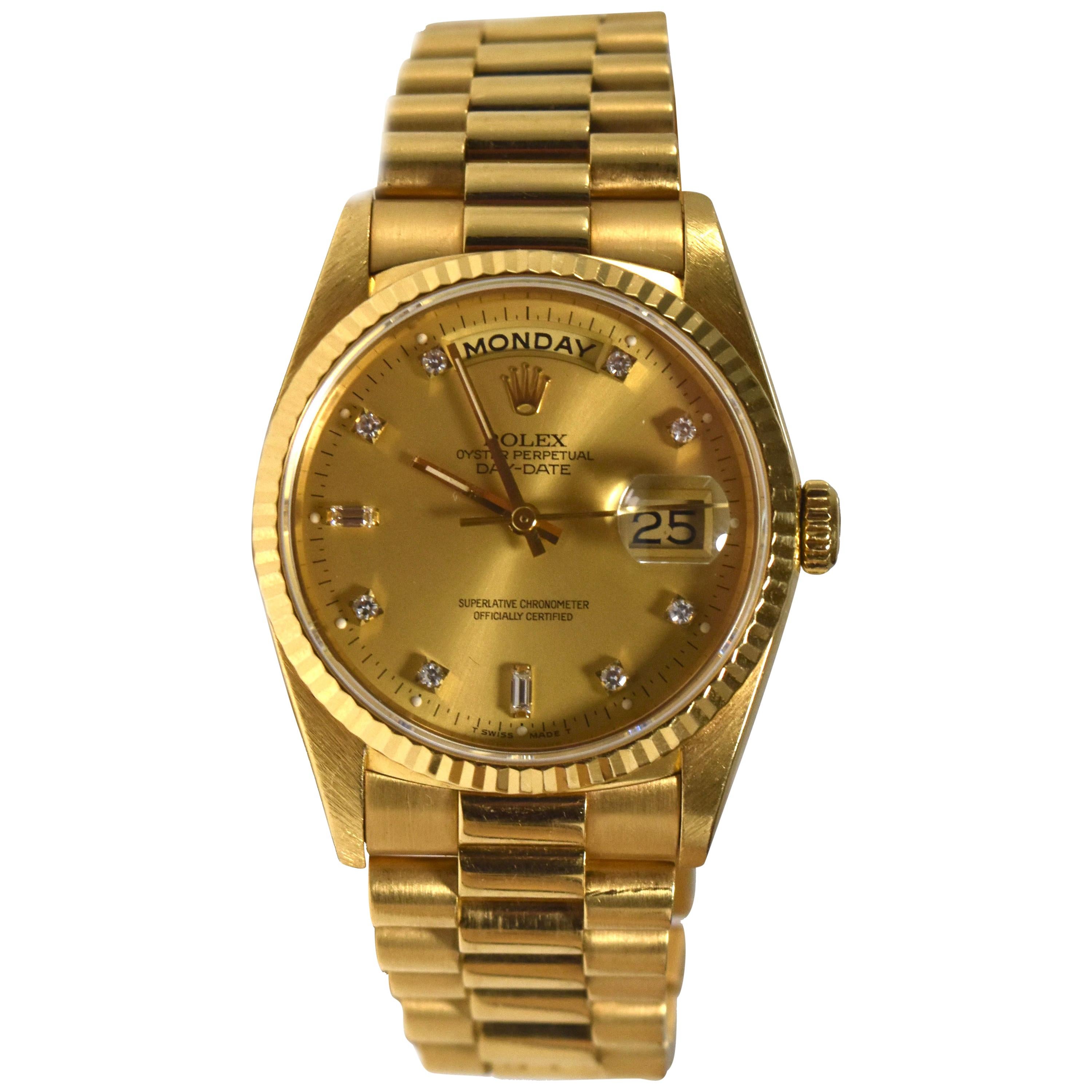 Rolex Day-Date President Yellow Gold Diamond Dial Watch Ref. 118238