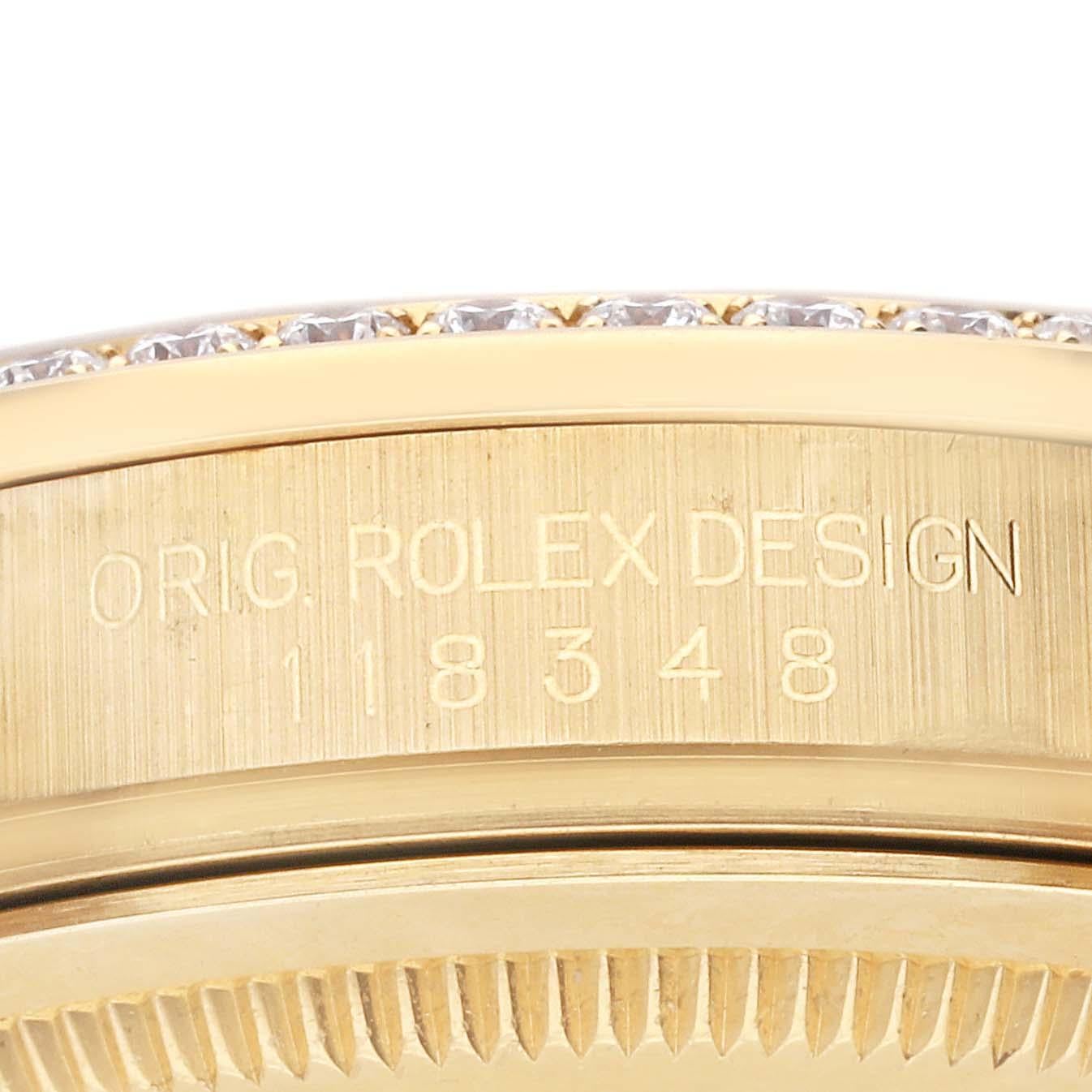 Men's Rolex Day Date President Yellow Gold Myriad Diamond Dial Bezel Watch 118348