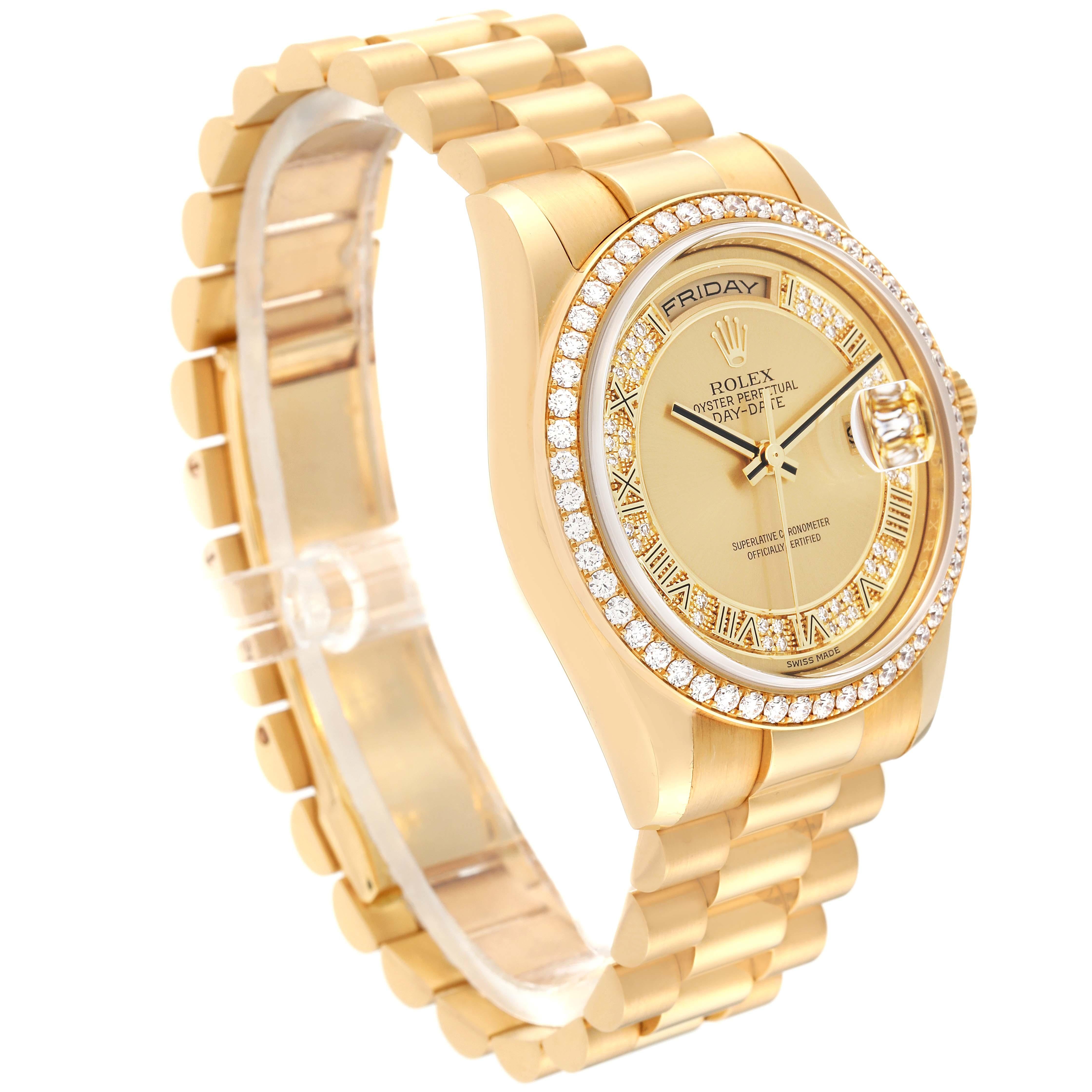 Rolex Day Date President Yellow Gold Myriad Diamond Dial Bezel Watch 118348 4