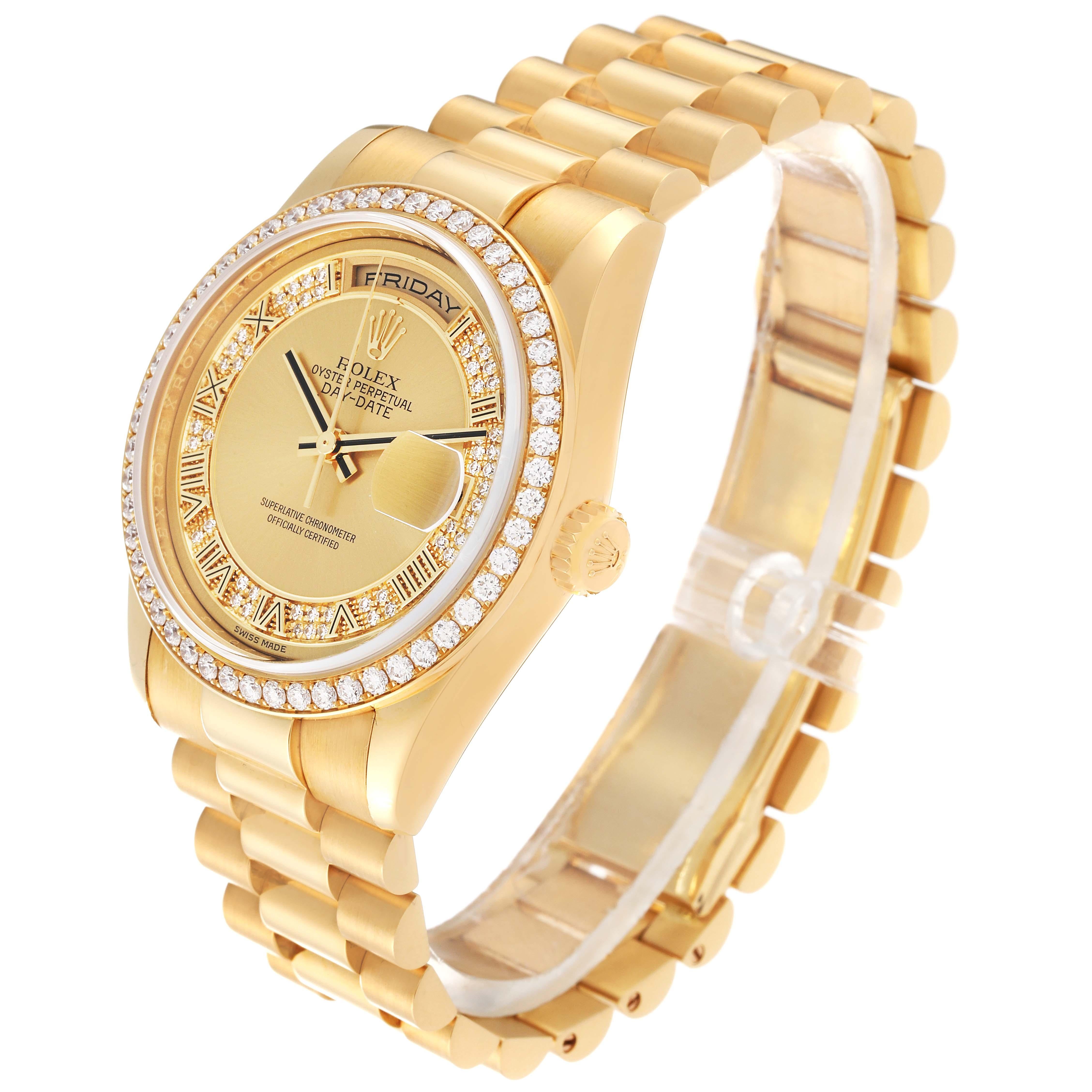Rolex Day Date President Yellow Gold Myriad Diamond Dial Bezel Watch 118348 5