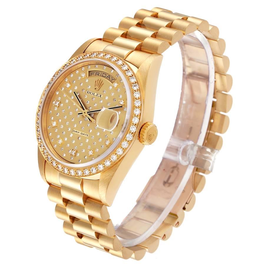Rolex Day-Date President Gelbgold Falten-Diamant-Zifferblatt Herrenuhr 18348 1