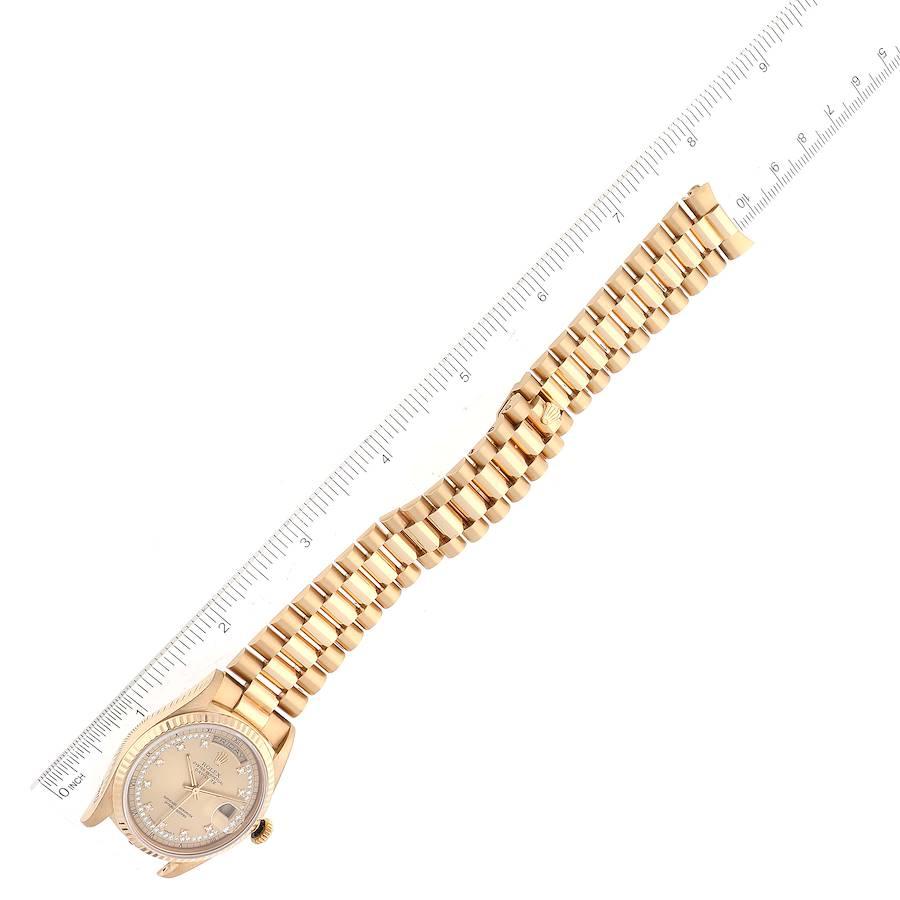 Rolex Day-Date President Yellow Gold String Diamond Mens Watch 18238 For Sale 3