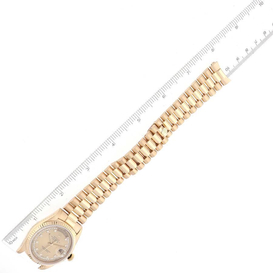 Rolex Day-Date President Yellow Gold String Diamond Mens Watch 18238 For Sale 2