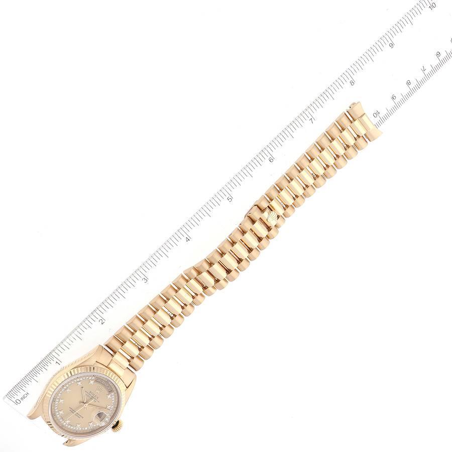 Rolex Day-Date President Or jaune String Diamond Montre homme 18238 en vente 3