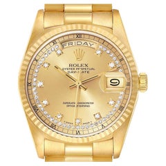 Rolex Day-Date President Or jaune String Diamond Montre homme 18238