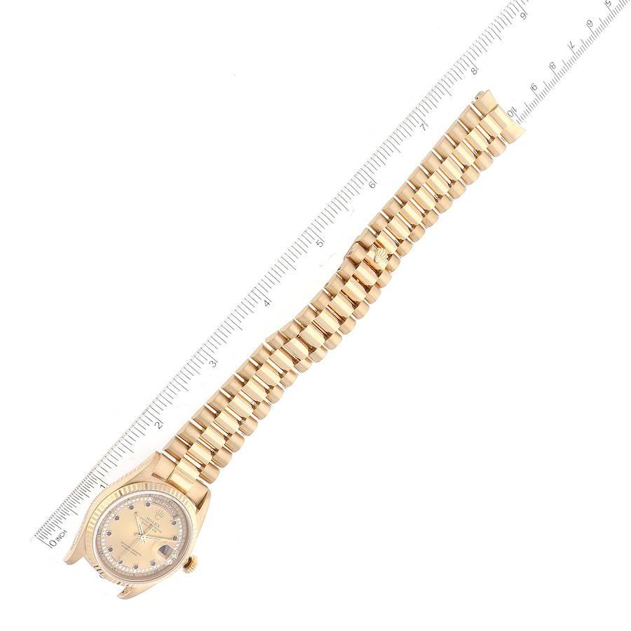 Rolex Day-Date President Yellow Gold String Diamond Sapphire Mens Watch 18238 For Sale 3