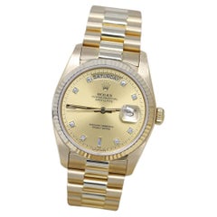 Rolex Day-Date Presidential Yellow Gold Watch Factory Champagne Diamond Dial