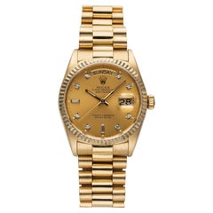 Rolex Day Date Ref 118238 2000s Champagne Diamond Dial 18K Yellow Gold 36mm.