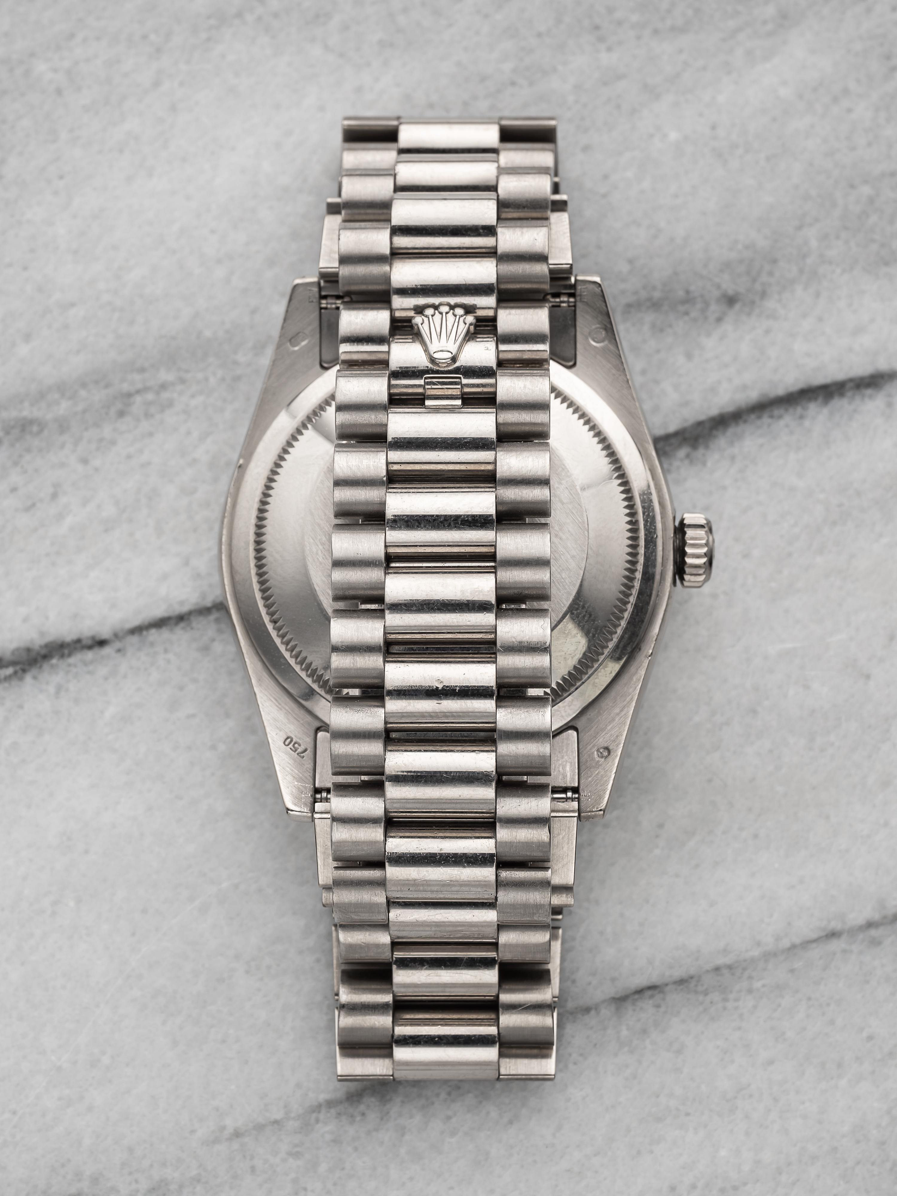 Rolex Day Date Ref 118239 2000s Cherry Dial 18K White Gold 36mm In Good Condition For Sale In New York, NY