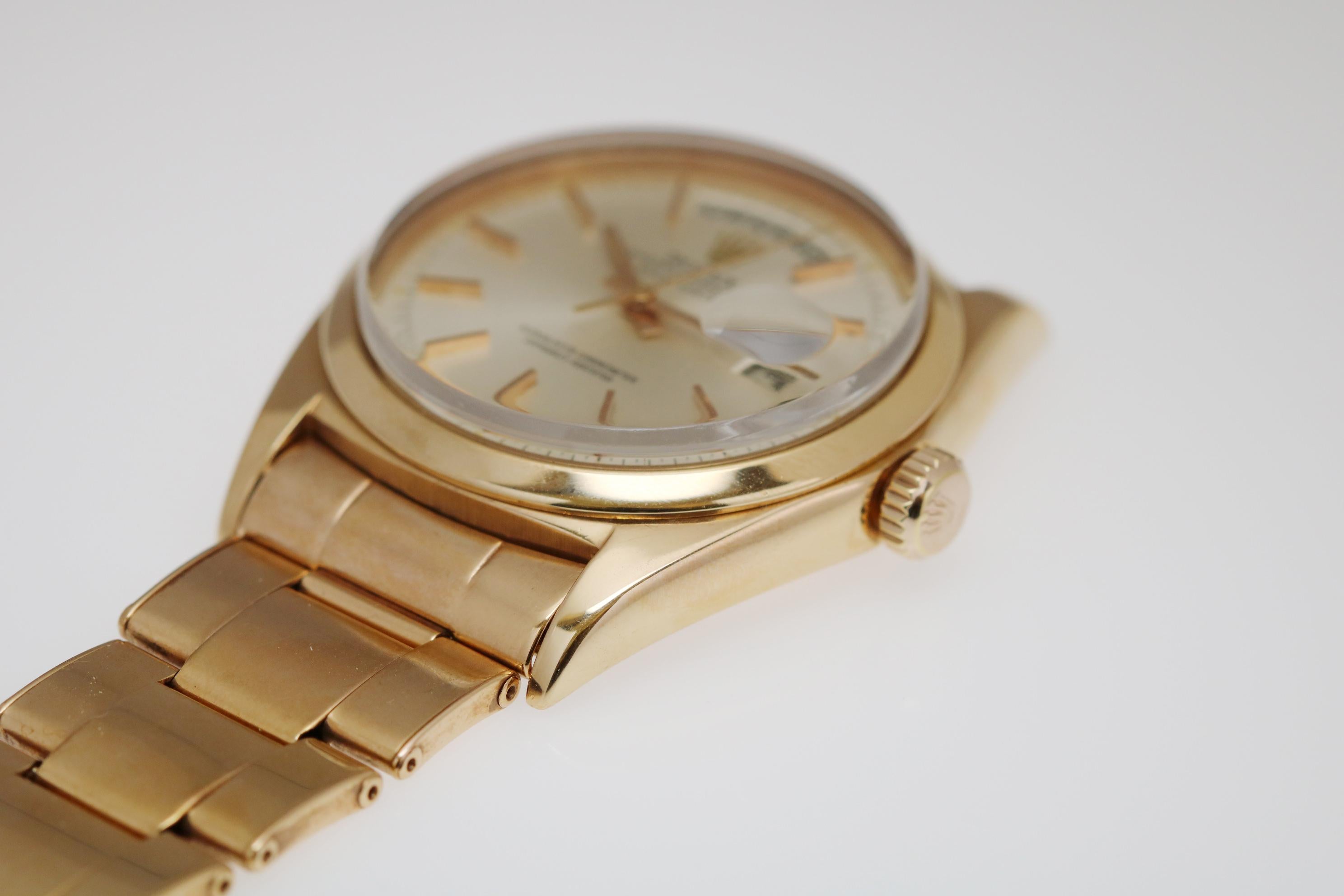 Men's Rolex 18k Rose Gold Day-Date Rose Gold Ref 1802 Wristwatch, circa 1968