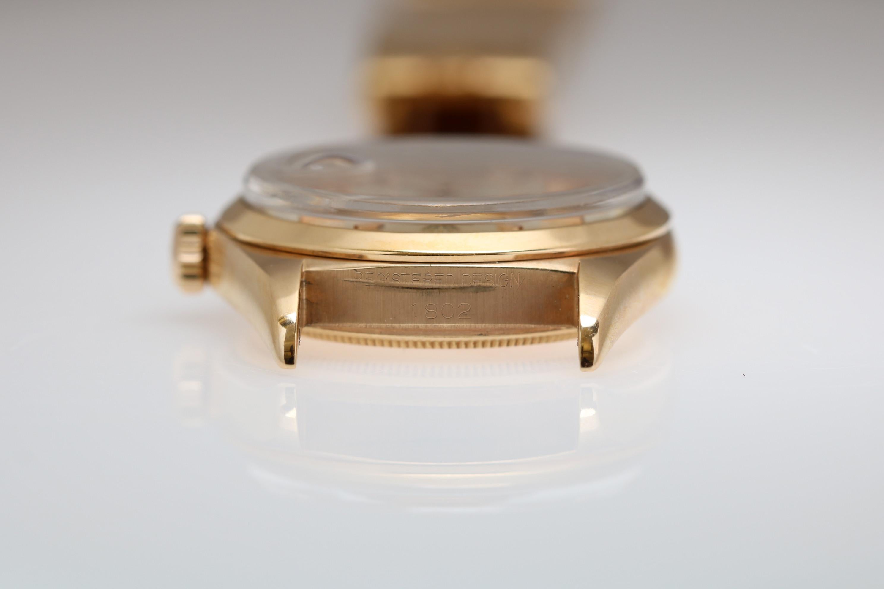 Rolex 18k Rose Gold Day-Date Rose Gold Ref 1802 Wristwatch, circa 1968 1
