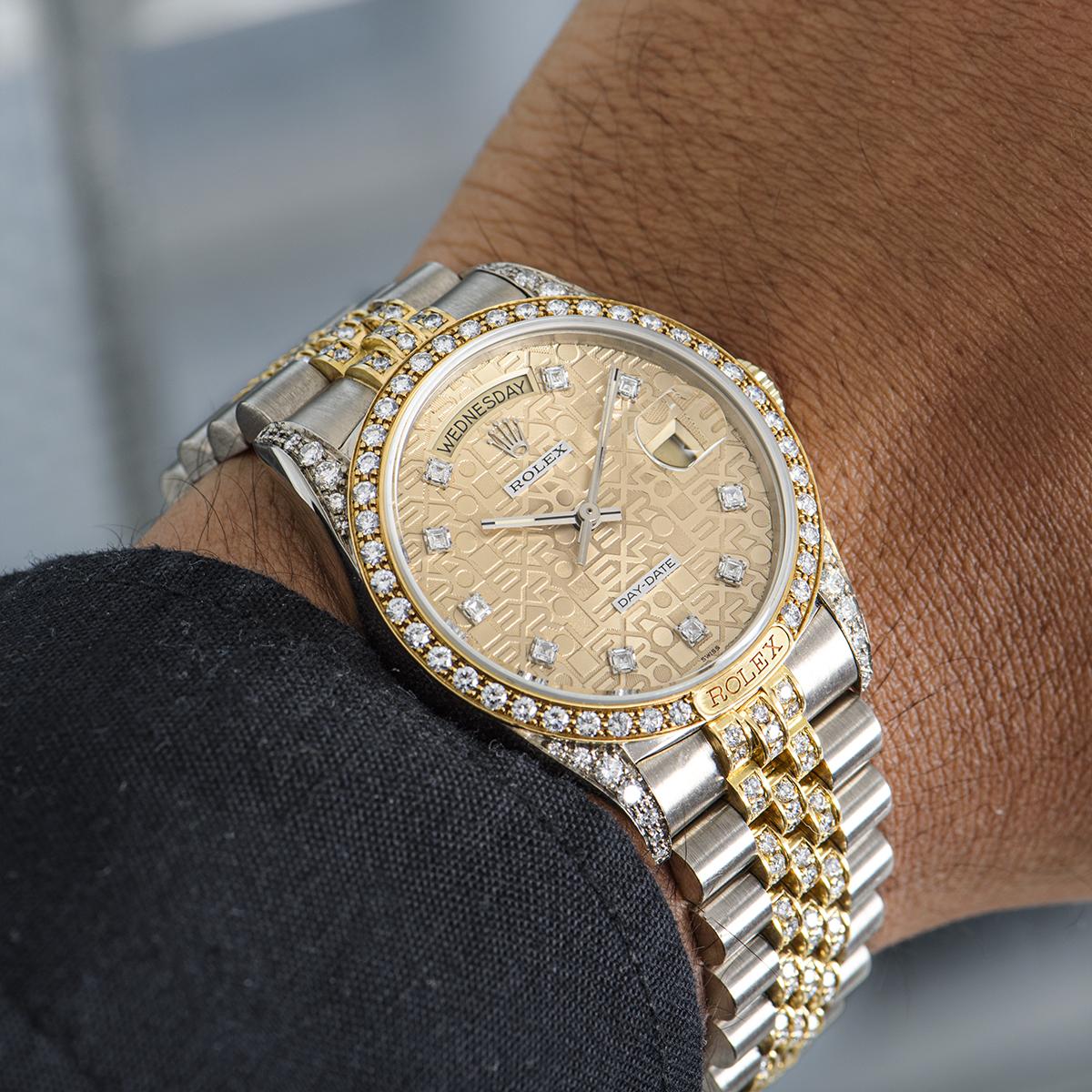 Rolex Day-Date Tridor Diamond Set 18139 In Excellent Condition In Mayfair, London, London