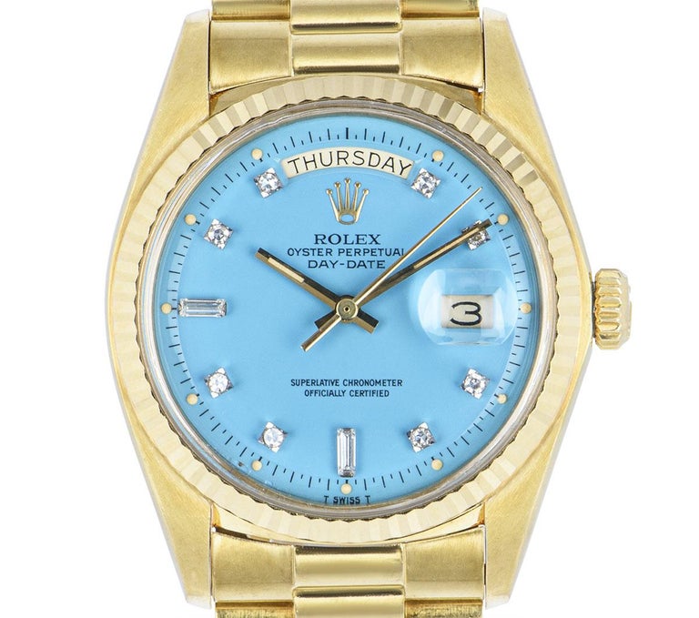 Rolex Day-Date Turquoise Stella Diamond Dial 1803 at 1stDibs