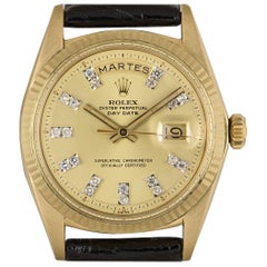 Rolex Day-Date Vintage Gents 18 Karat Yellow Gold Champagne Diamond Dial 1803