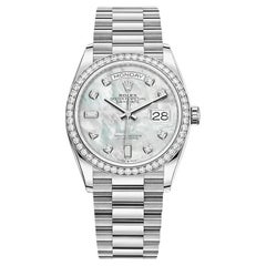 Rolex Day-Date White Gold Diamond Bezel Mother of Pearl Diamond Dial 128349RBR