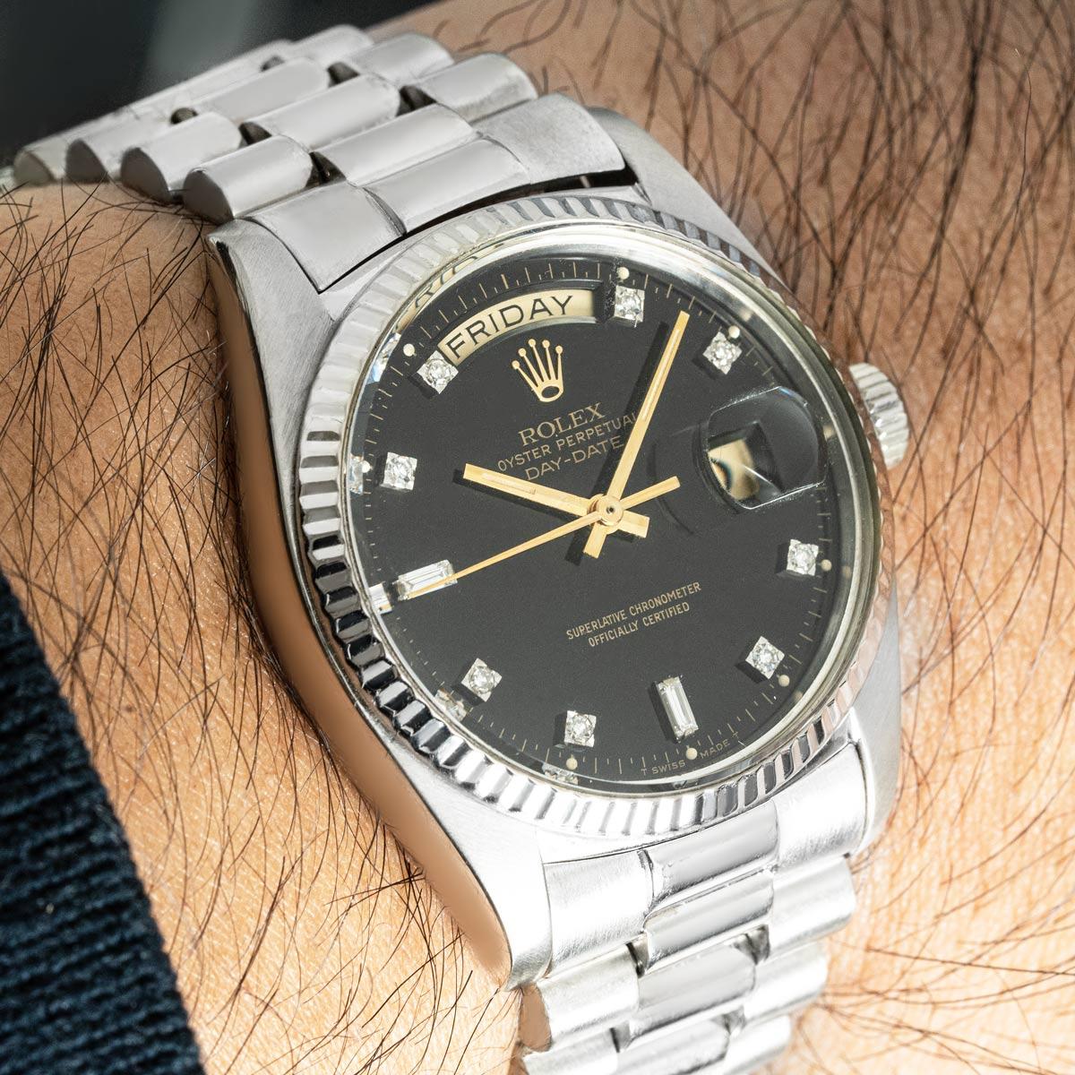 Rolex Day-Date White Gold Diamond Dial 18039 For Sale 3