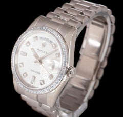 Rolex Day-Date White Gold Silver Jubilee Dial Diamond Set 118399 Automatic