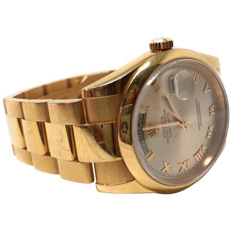 Rolex Day Date with Oyster Bracelet Rose Gold For Sale at 1stdibs