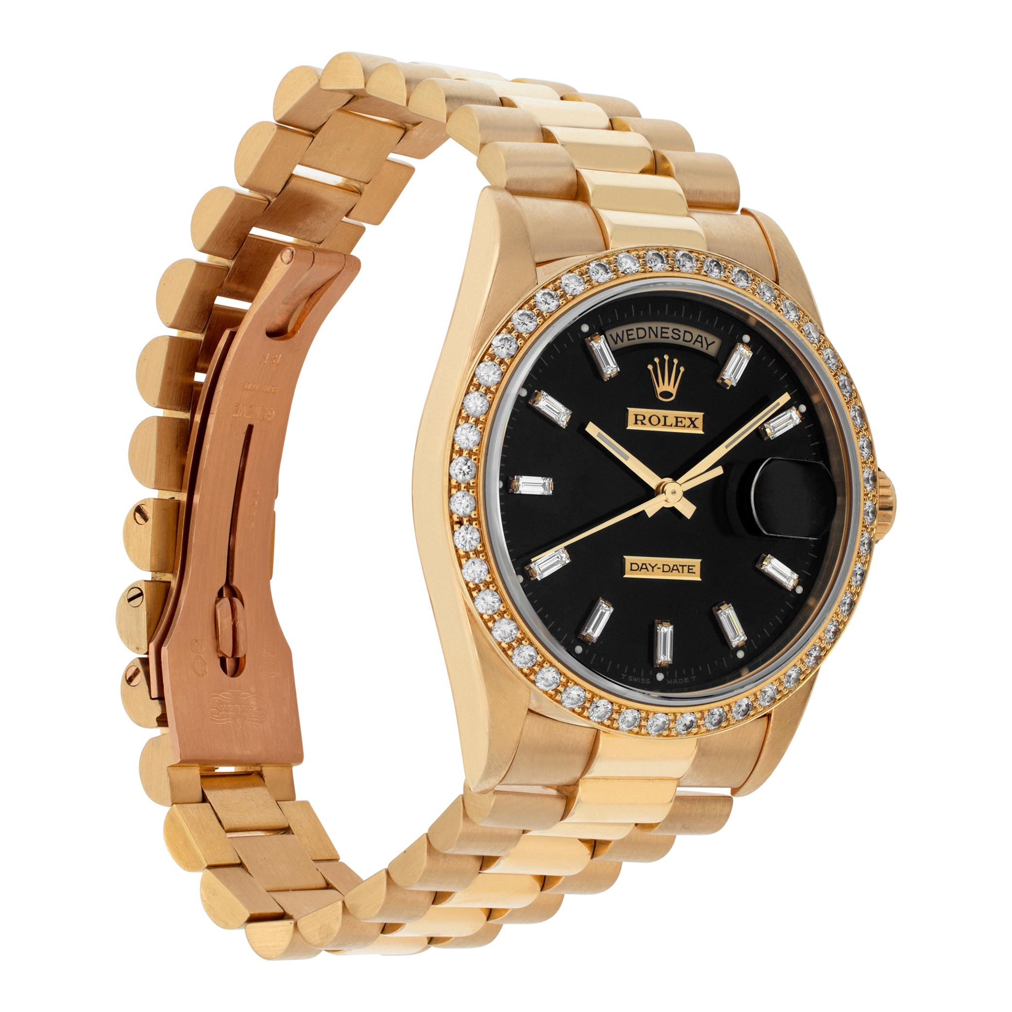 Rolex Day-Date Armbanduhr mit Factory Baguette-Diamant Zifferblatt & Lünette Ref 18238 im Zustand „Hervorragend“ im Angebot in Surfside, FL