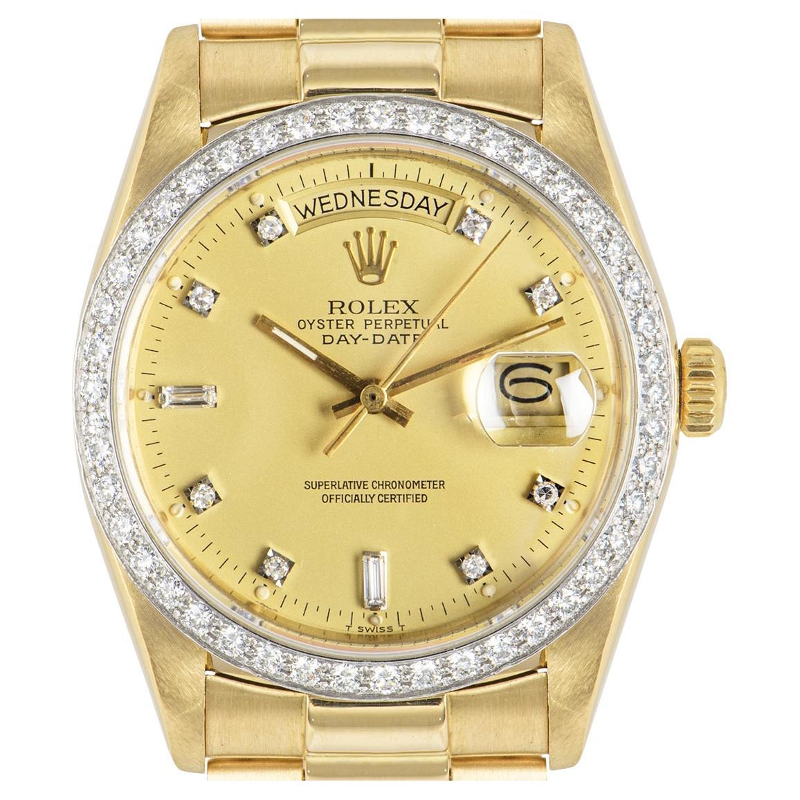 Rolex Day-Date Yellow Gold Diamond Set Watch 18048