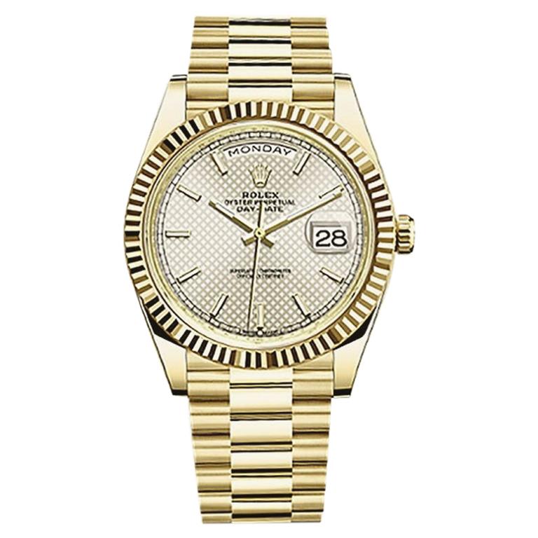 Rolex Day-Date Yellow Gold Men's Watch 228238 Silver Diagonal Index
