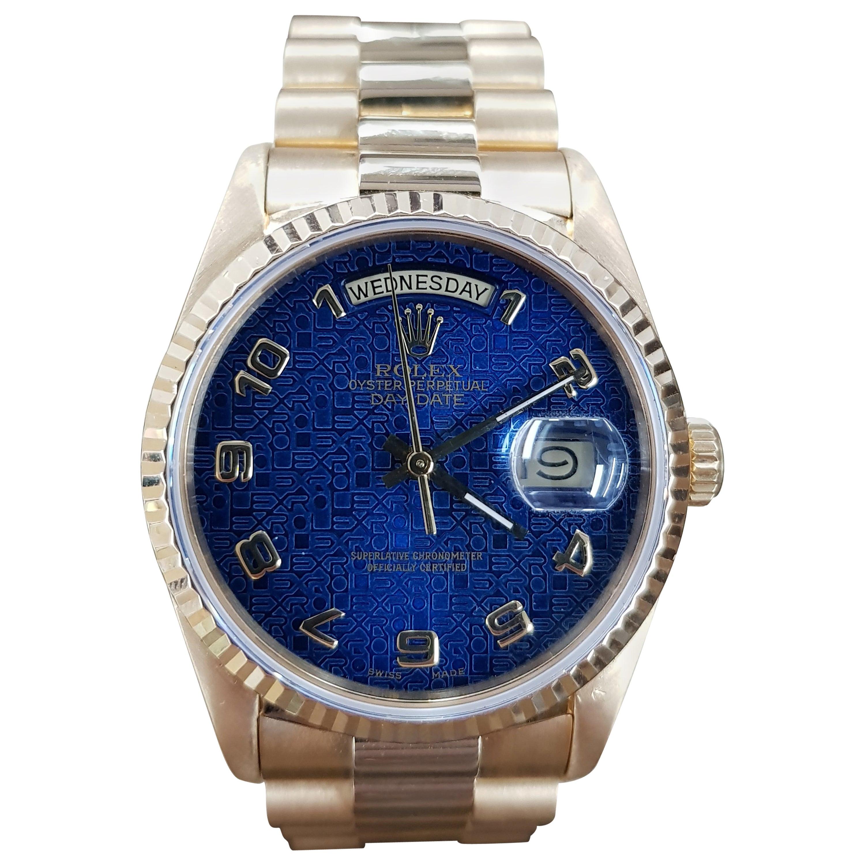 Rolex Day Date, Yellow Gold, Model Number 18238, Registered, 1988 For Sale