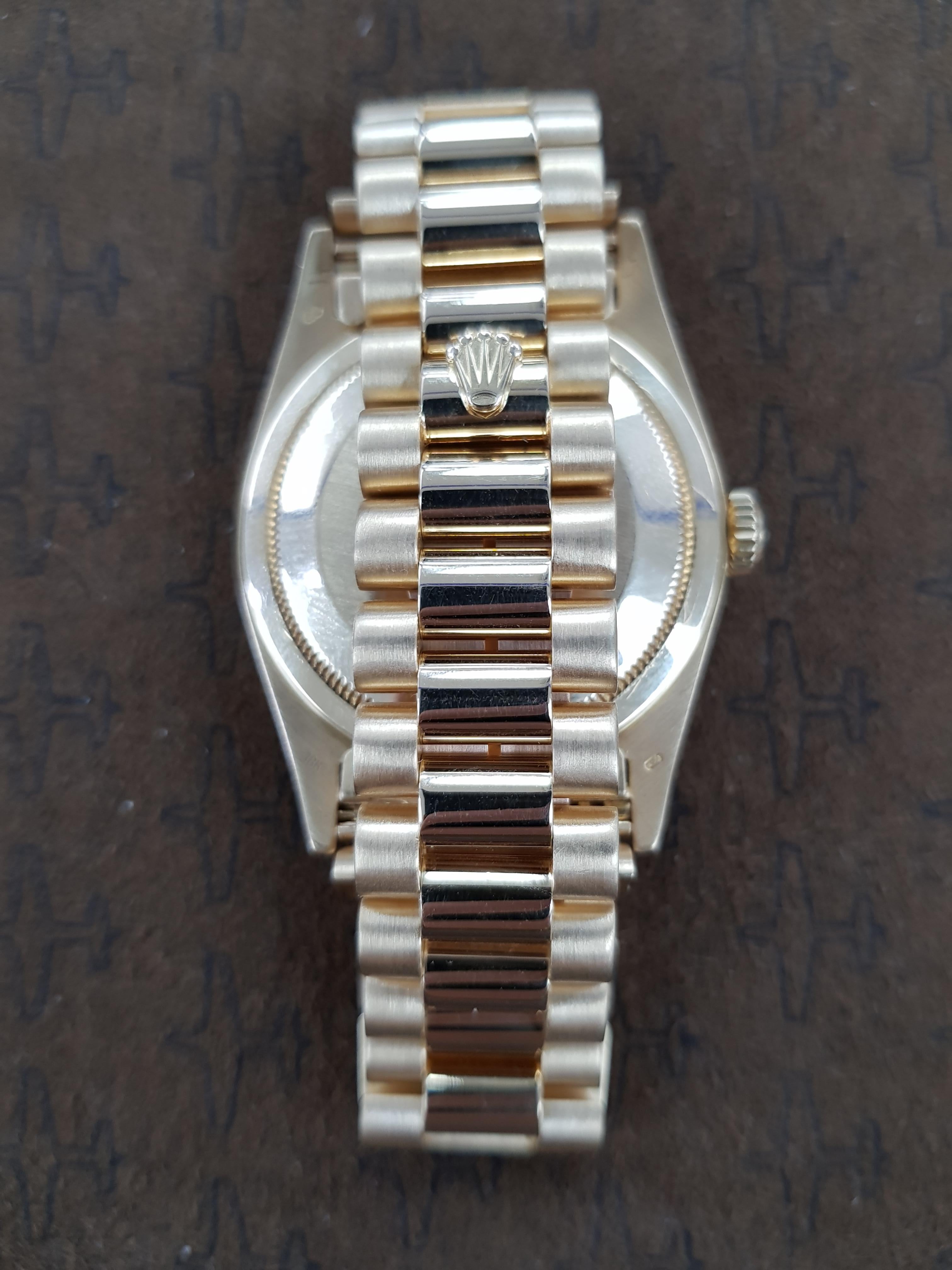 Contemporary Rolex Day Date, Yellow Gold, Model Number 18238, Registered 1993 For Sale