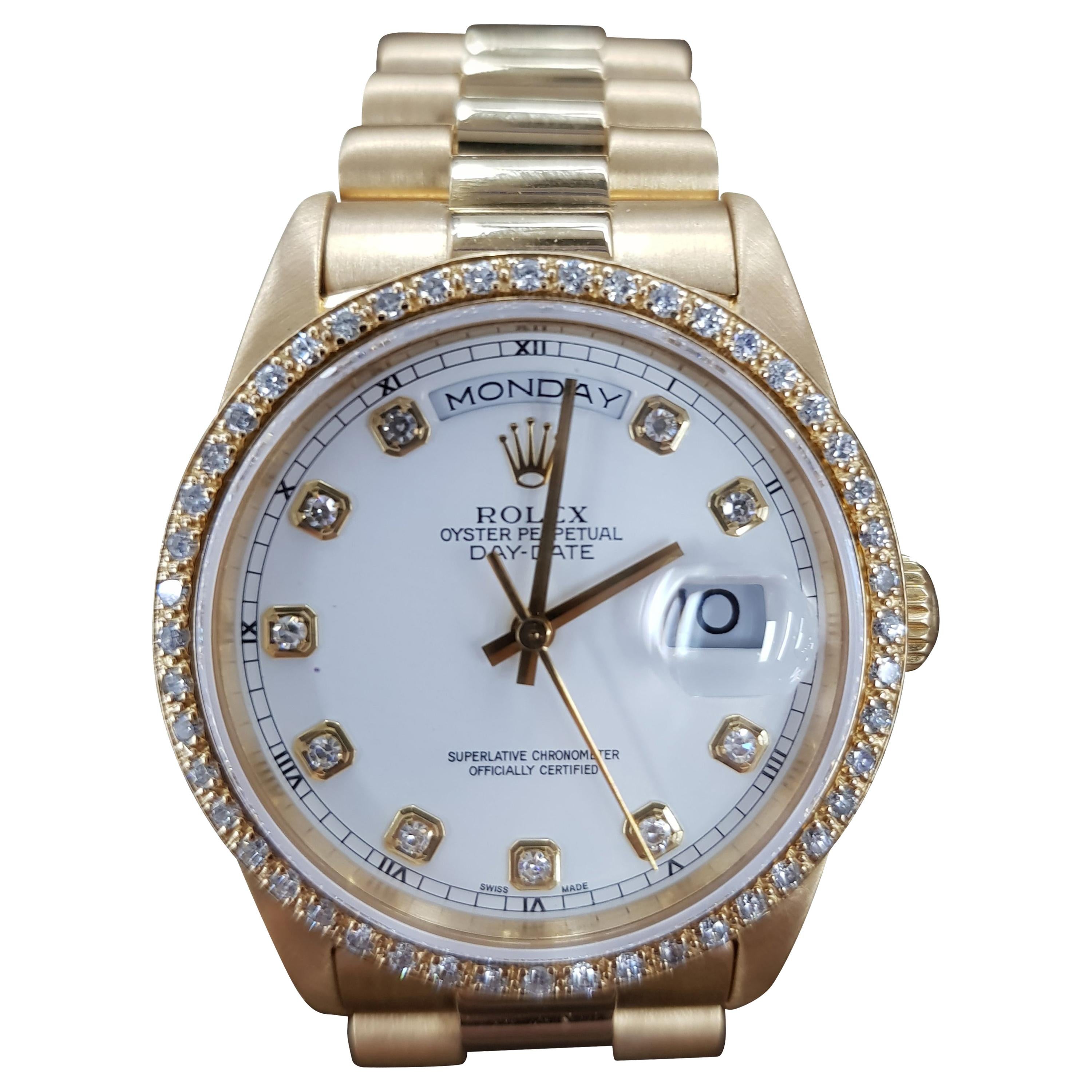 Rolex Day Date, Yellow Gold, Model Number 18238, Registered 1993 For Sale