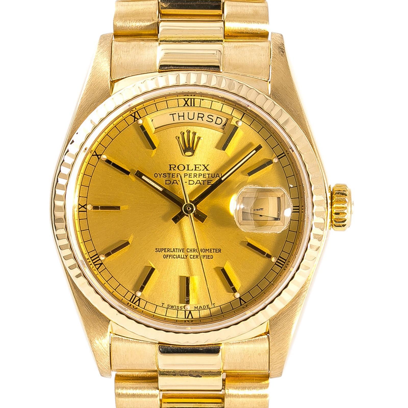 Women's Rolex Day-Date 18038, Champagne Dial Certified Authentic For Sale