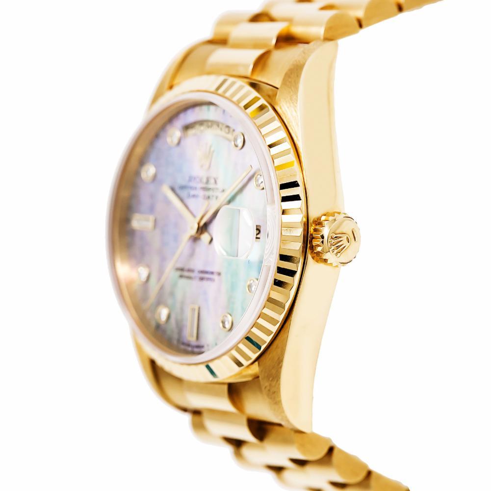 Contemporary Rolex Day-Date18804, Gold Dial Certified Authentic For Sale