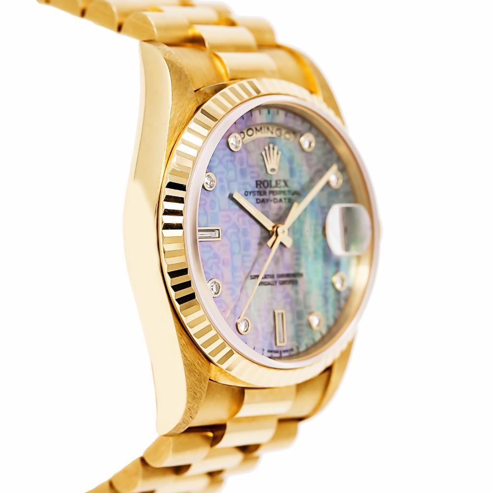 Rolex Day-Date18804, Gold Dial Certified Authentic In Excellent Condition For Sale In Miami, FL