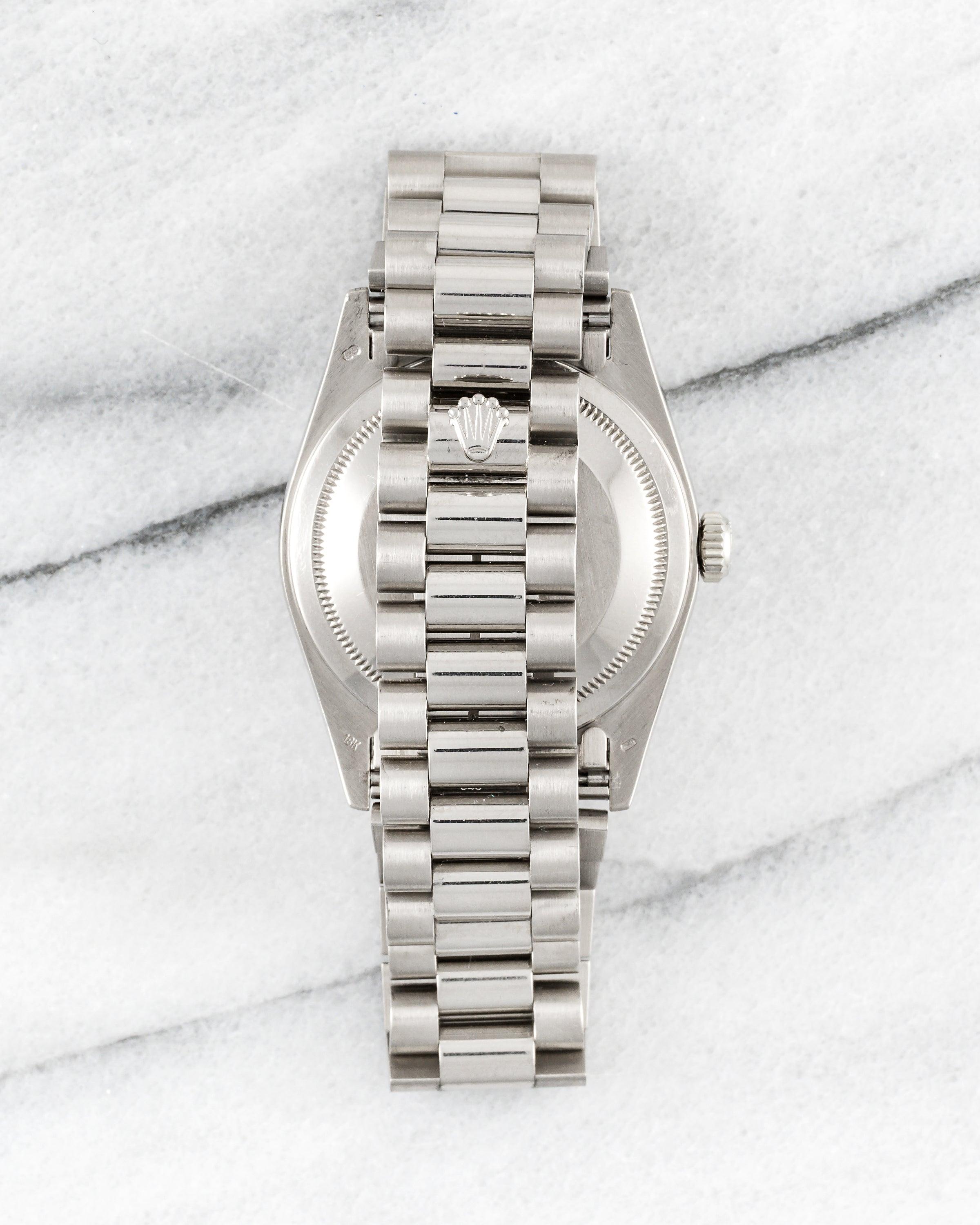 Men's Rolex Daydate 18239 Diamond Dial Watch in Stainless steel , 1990s For Sale