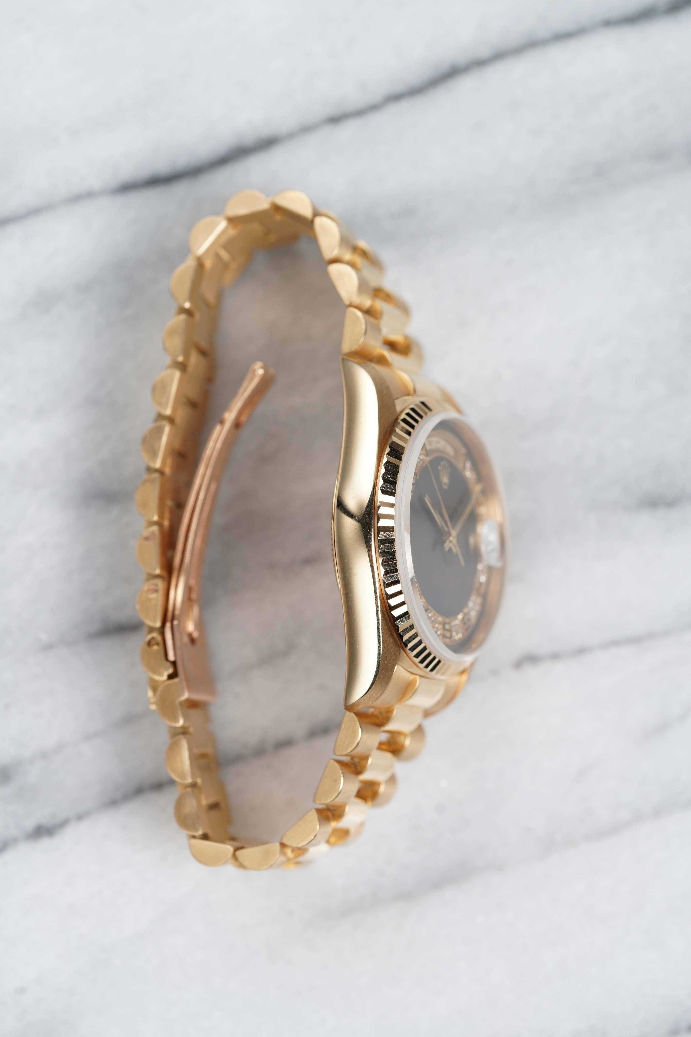 Rolex Daydate Myriad Diamant-Zifferblatt Uhr in 18K Gelbgold, 1991 im Zustand „Hervorragend“ im Angebot in New York, NY