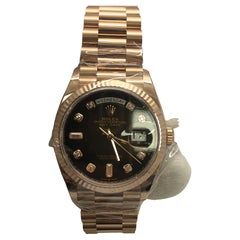 Rolex Daydate Rose Gold Chocolate Diamond Dial Men's Watch