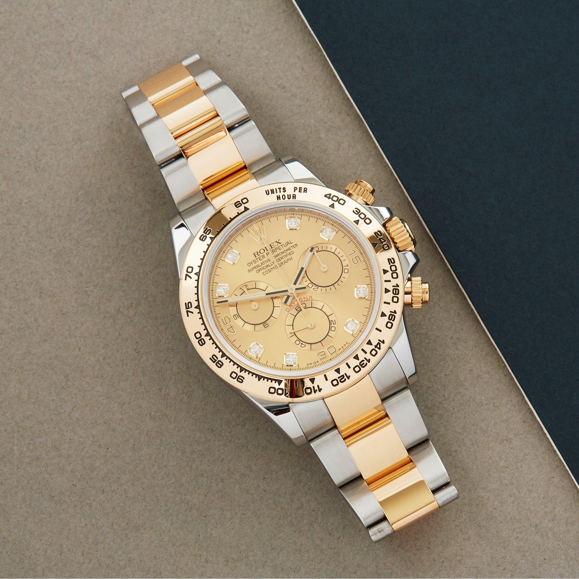 Xupes Reference: W007544
Manufacturer: Rolex
Model: Daytona
Model Variant: 0
Model Number: 116503
Age: 2010
Gender: Men
Complete With: Rolex Box
Dial: Champagne With Diamond Markers
Glass: Sapphire Crystal
Case Size: 40mm
Case Material: Stainless