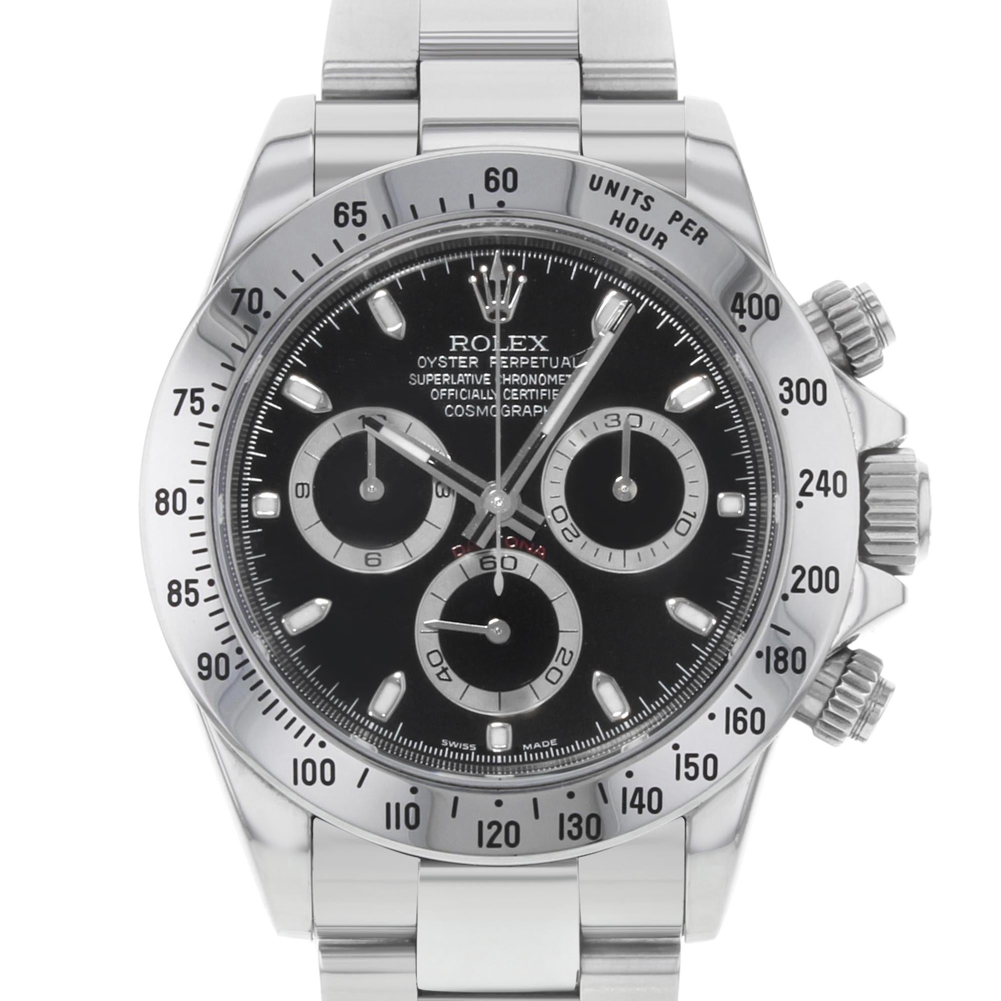 Rolex Daytona 116250 Black Index Dial Stainless Steel Automatic Men's Watch