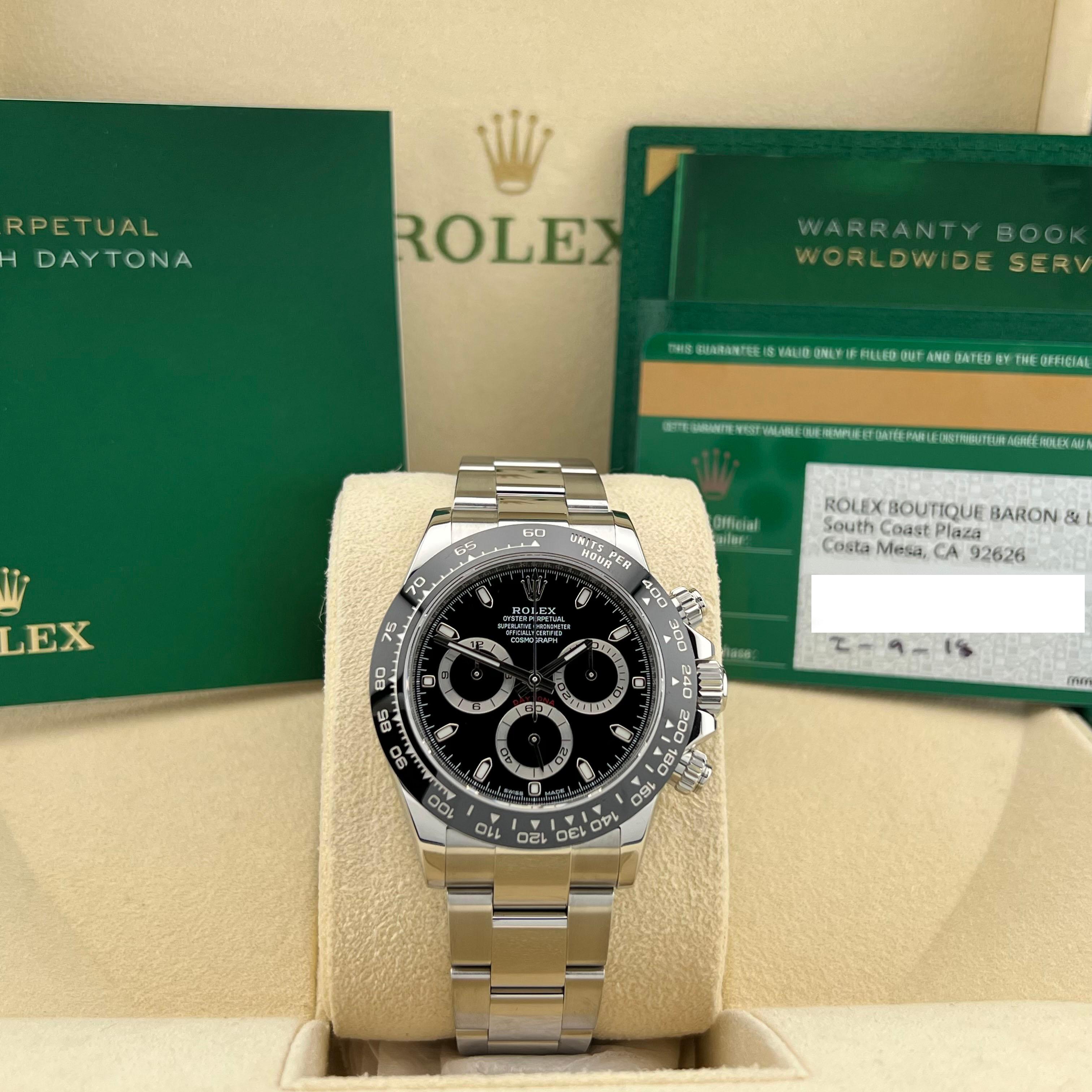 Rolex Daytona 116500LN Black Ceramic Stainless Steel Box Paper In Excellent Condition In San Diego, CA