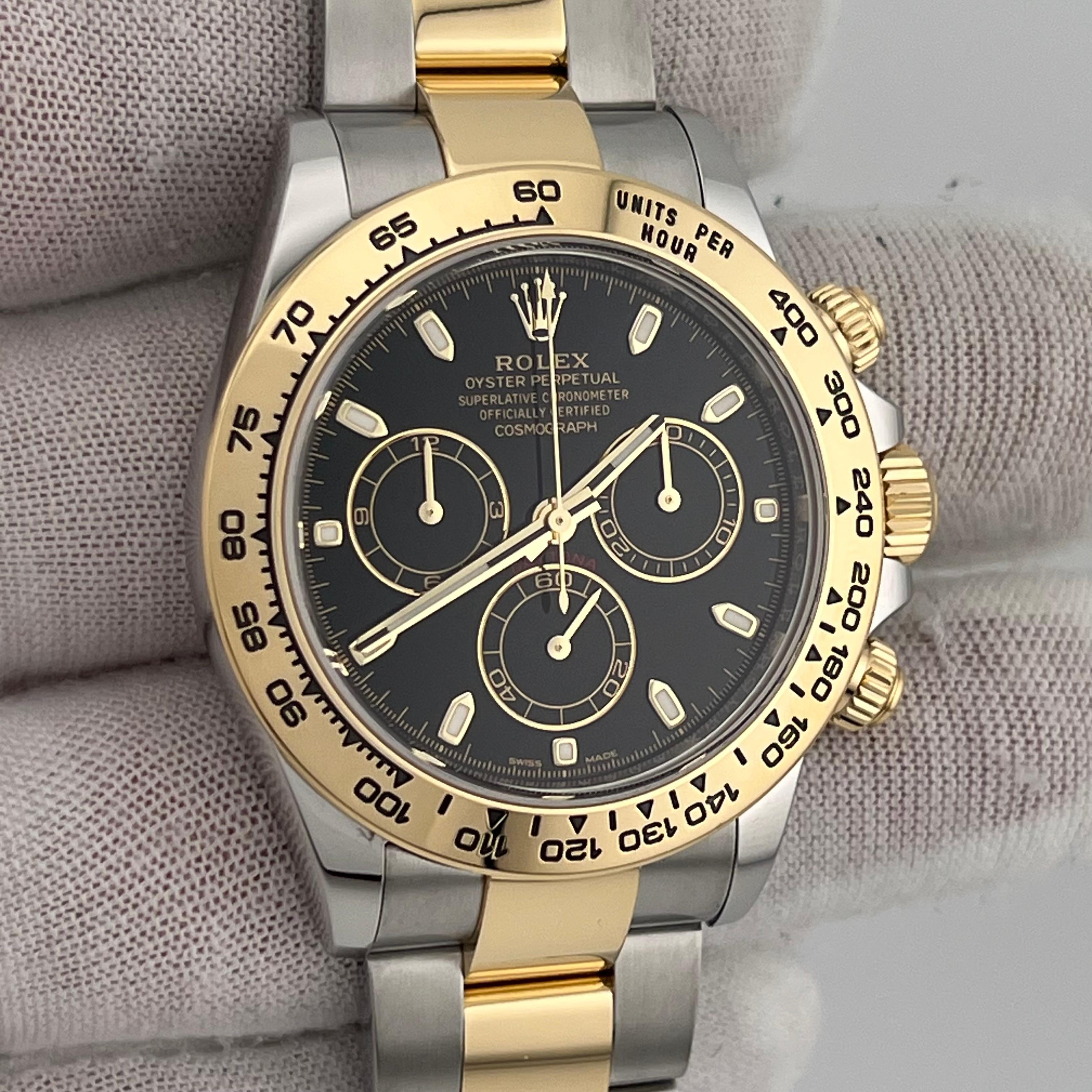 Men's Rolex Daytona 116503 Black Dial 18K Yellow Gold Stainless Steel Box Paper 2023 For Sale