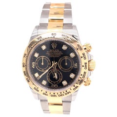 Montre pour homme Rolex Daytona 116503 Cosmographe bicolore en acier 40 cadran noir diamanté