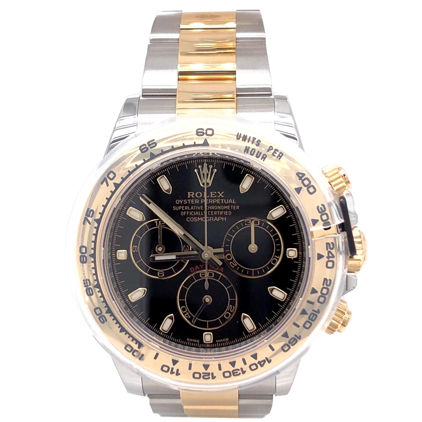 Brand: Rolex
Model: Daytona
Model number: 116503
Movement: Automatic
Case Material: Gold/Steel
Bracelet material: Gold/Steel
Year of production: October 2020 
Scope of delivery: Original box, original papers
Gender: Men's watch/Unisex
Location: